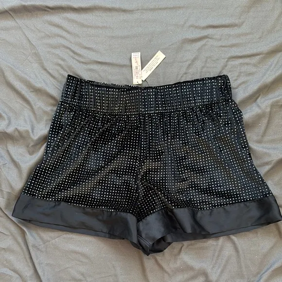 Black Satin Polka Dot Women's Shorts