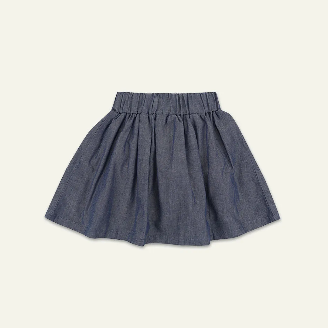 Blue Floral Applique Skirt