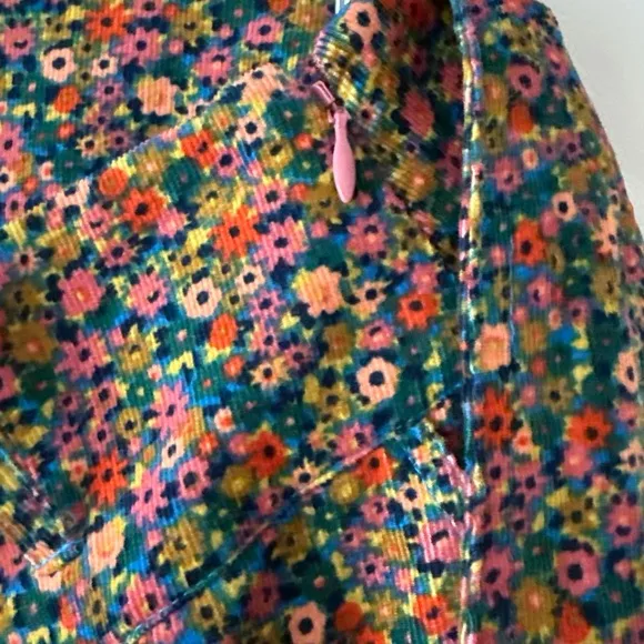Boden Tie Waist Cord Midaxi Fit and Flare Skirt in Dusty Red Floral Print Size 8