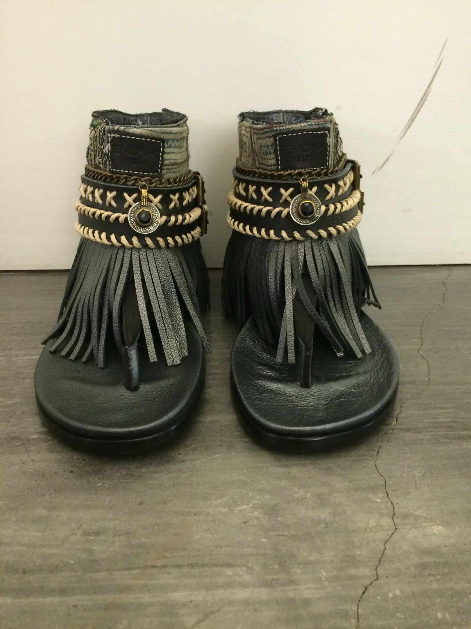 BOHO SANDALS- "Custom made black fringe sandals"