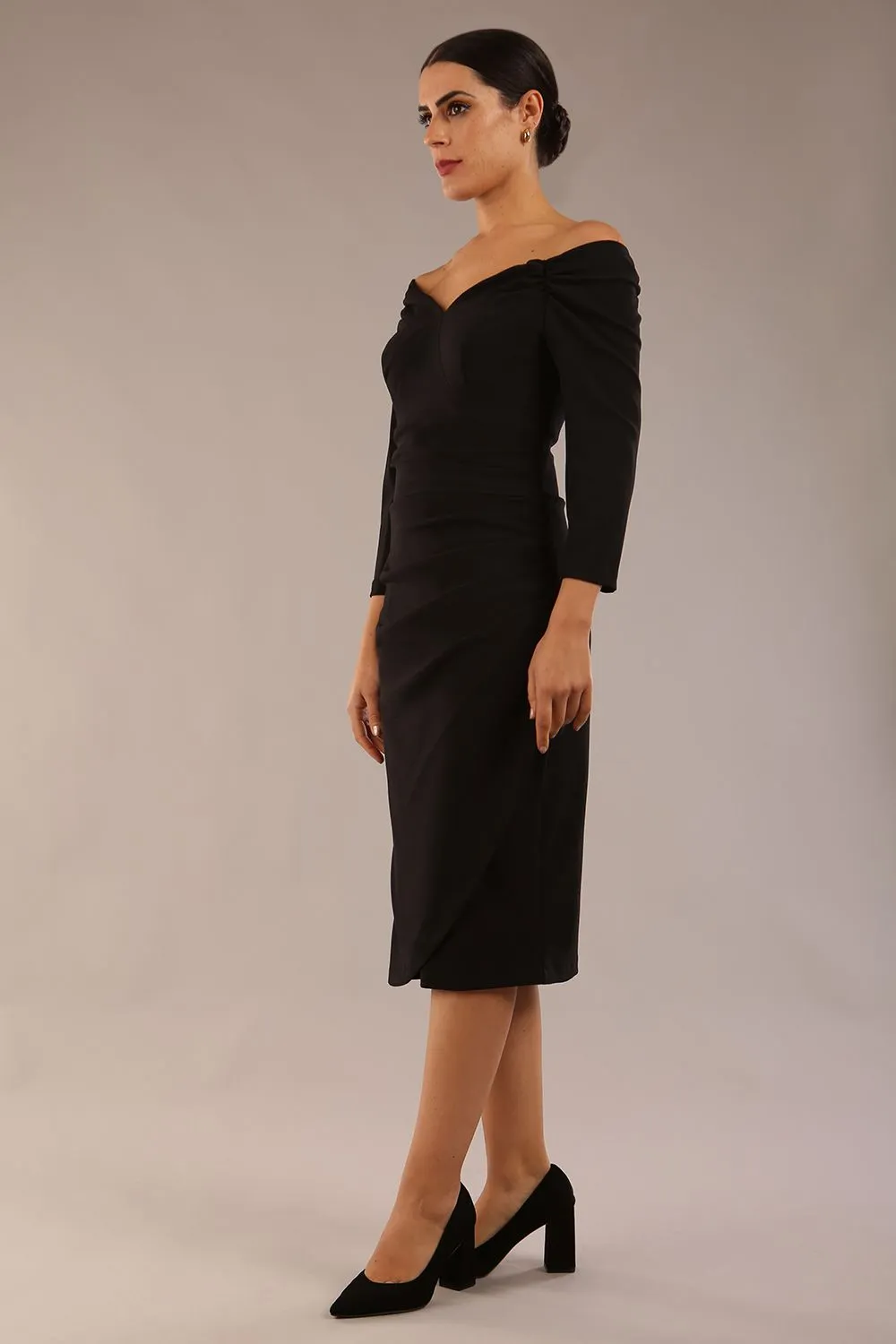 Breton Off Shoulder Pencil Dress