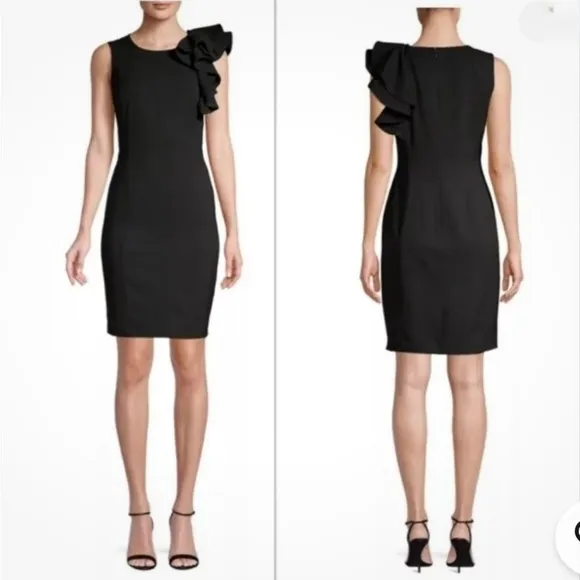 Calvin Klein Black Ruffle Sleeve Dress