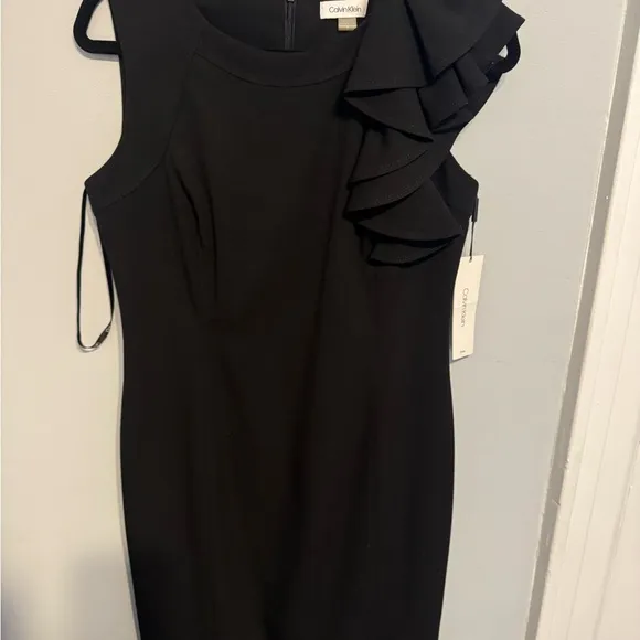 Calvin Klein Black Ruffle Sleeve Dress