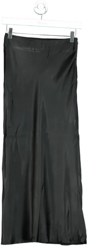 Camila Coelho Black Midi Satin Skirt UK XS