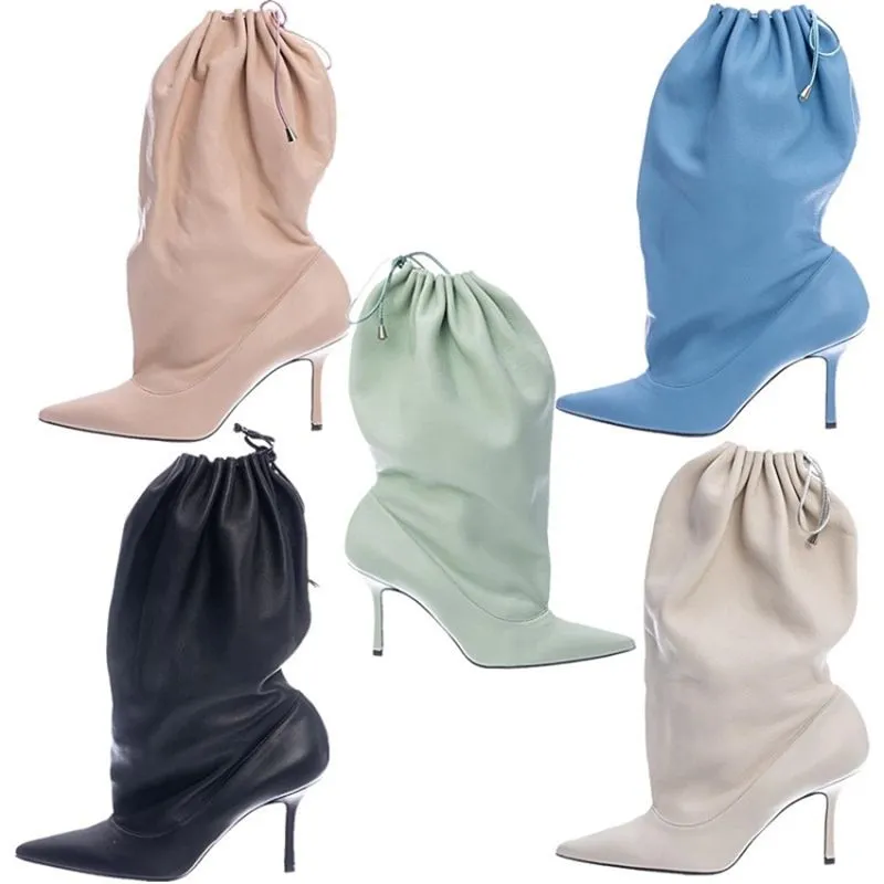 Candy Color Elastic Lace-Up Woman's Long Boots