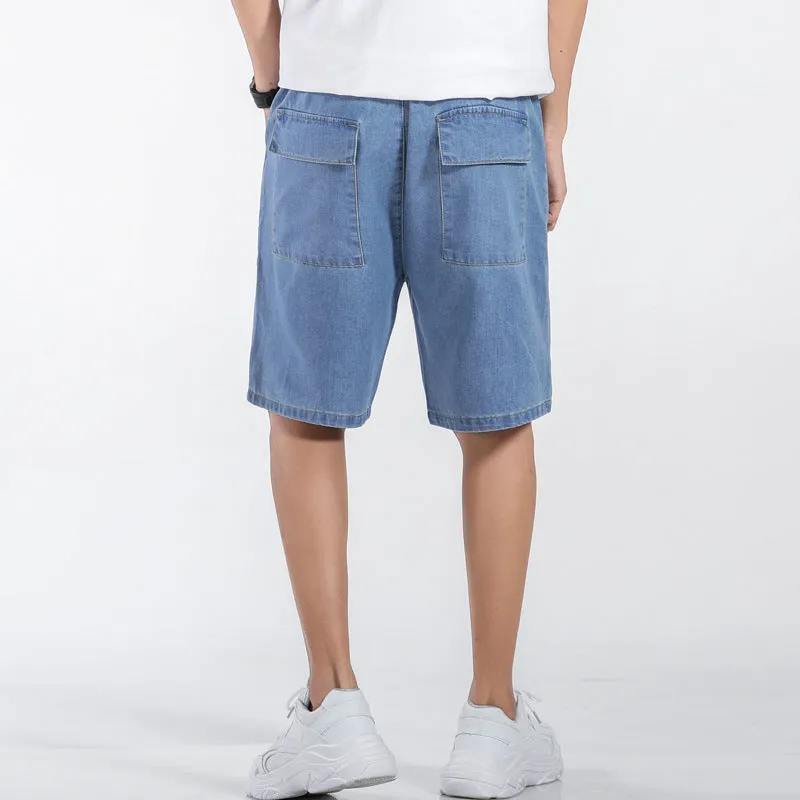 Casual Loose Mid Waisted Plus Size Men's Denim Shorts