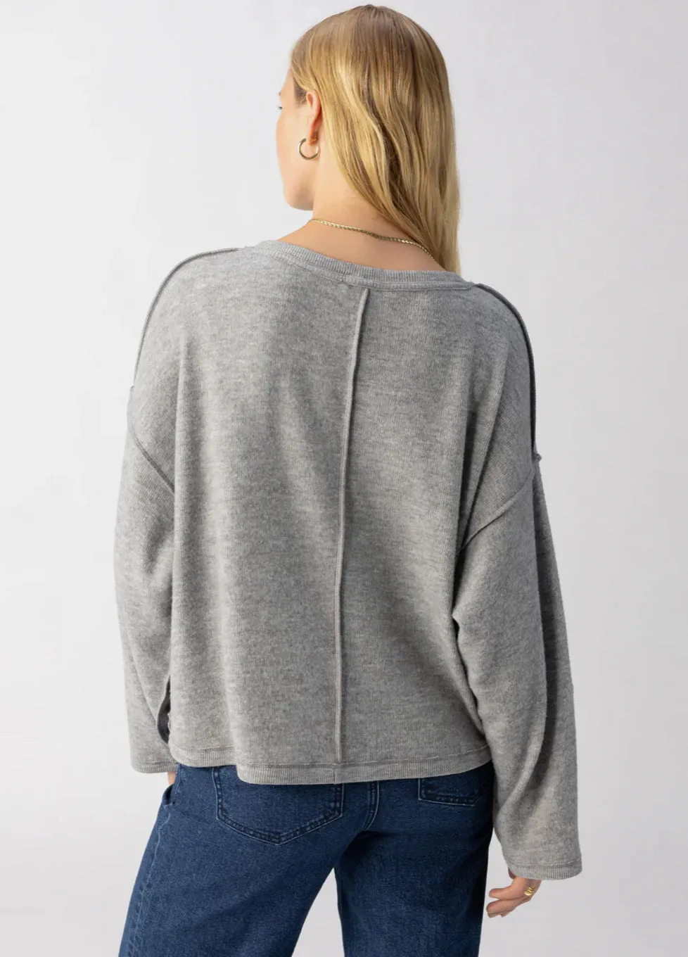 CHANGE OF SCENERY KNIT TOP-HEATHER ASH
