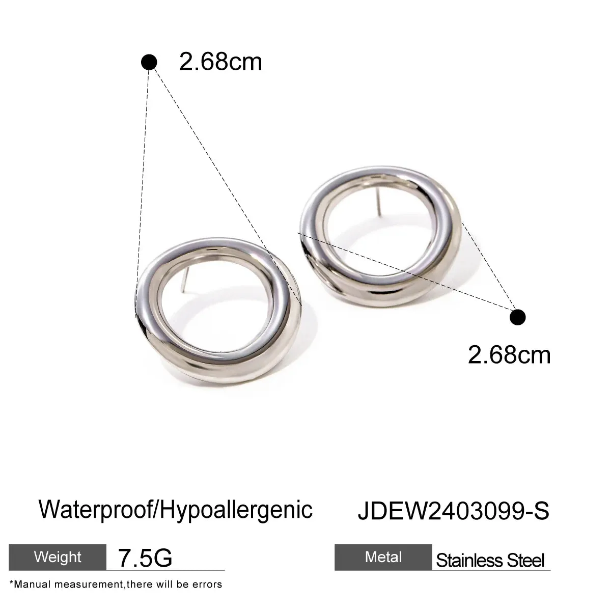 Charm Round Hollow Smooth Stud Earrings