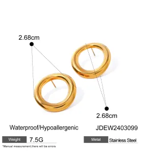 Charm Round Hollow Smooth Stud Earrings