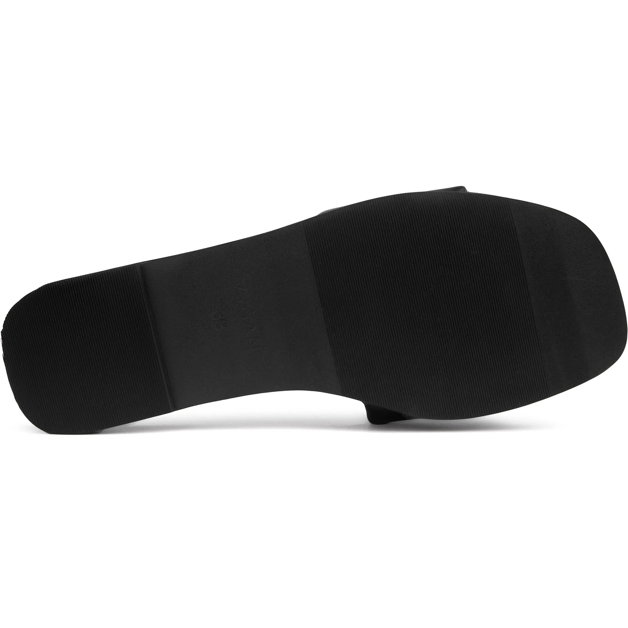 Choy Women's Vegan Leather Logo Slider Sandals | Black
