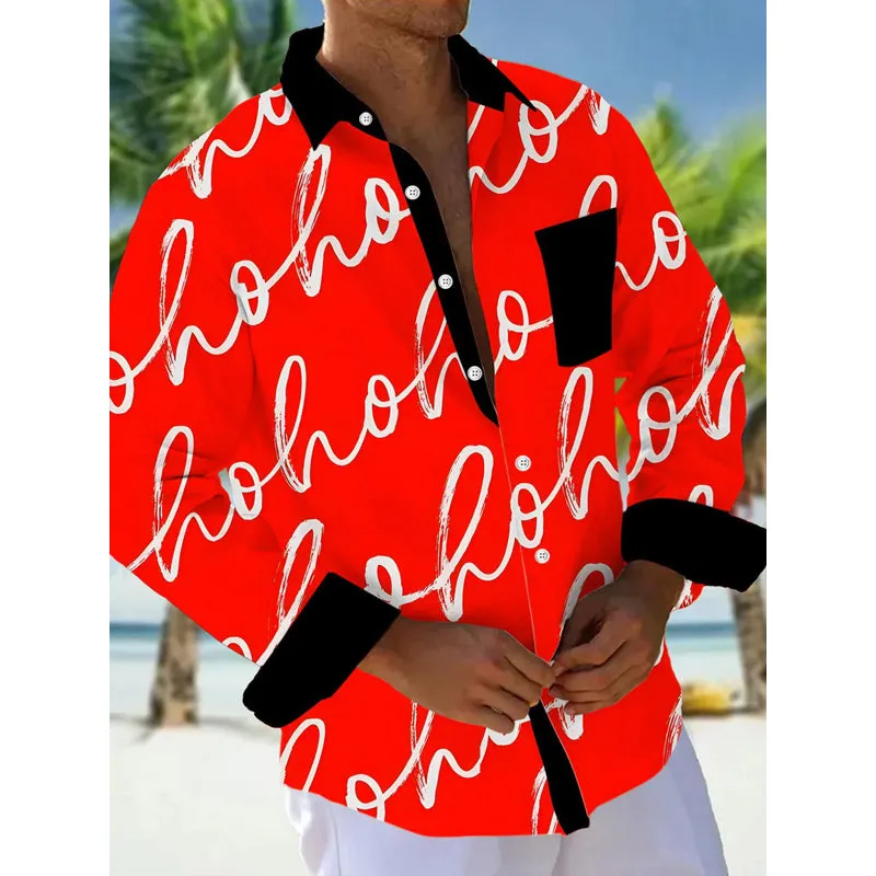 Christmas Men's Pocket Long Sleeve Shirt