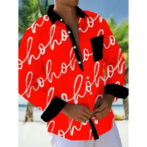 Christmas Men's Pocket Long Sleeve Shirt