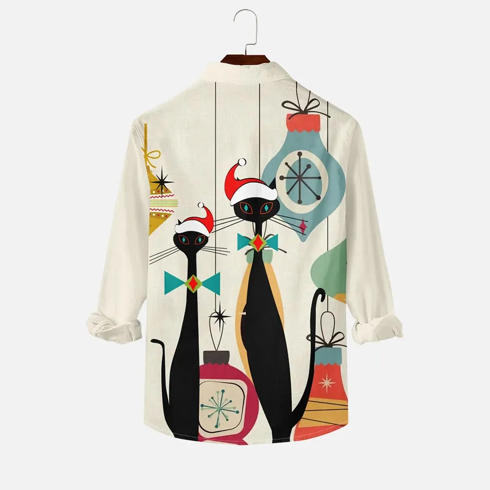 Christmas Series Cat Creative Design Long Sleeve Shirt