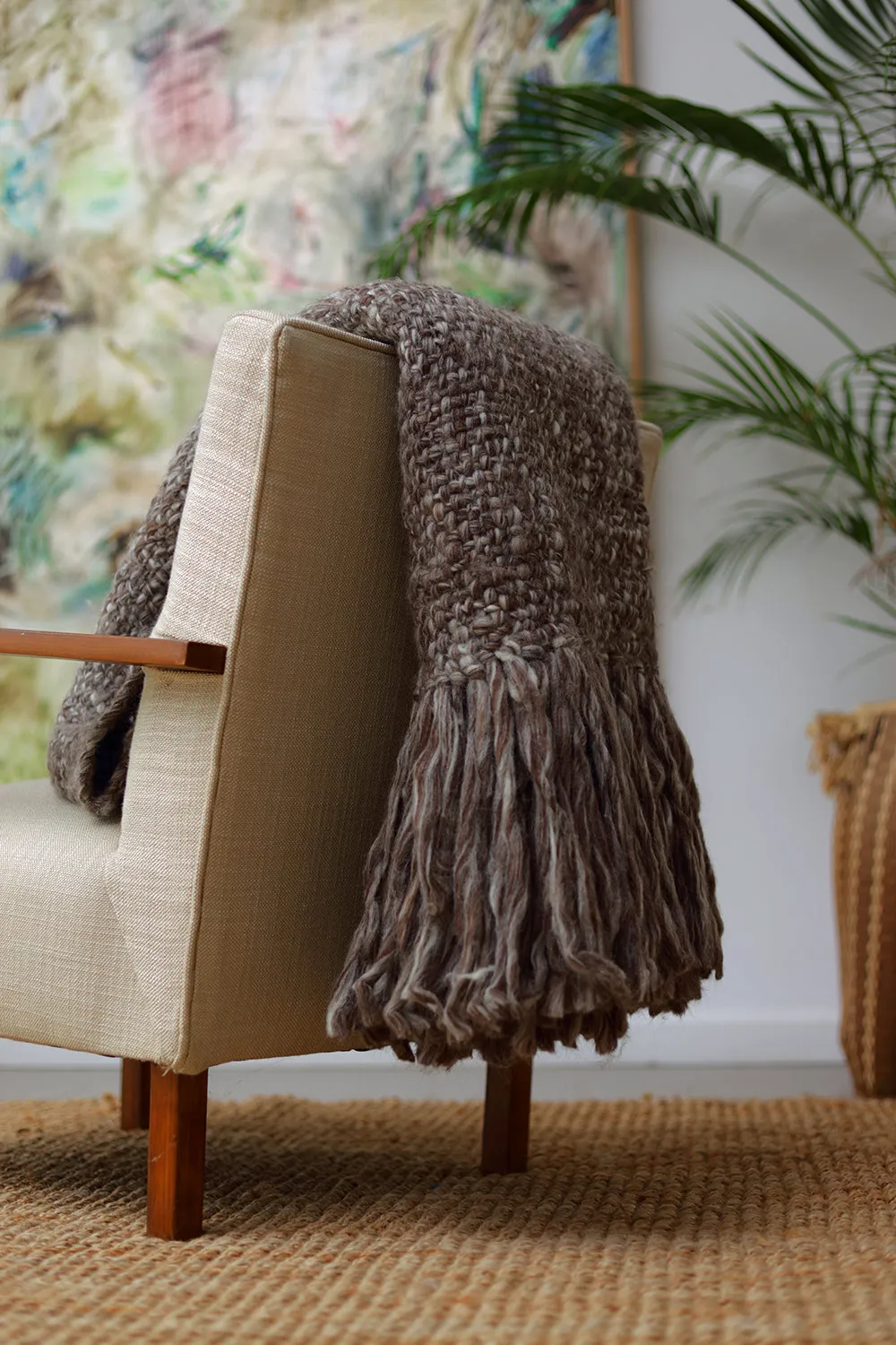 Chunky Blanket Throw - Flame Grey Melange Wool