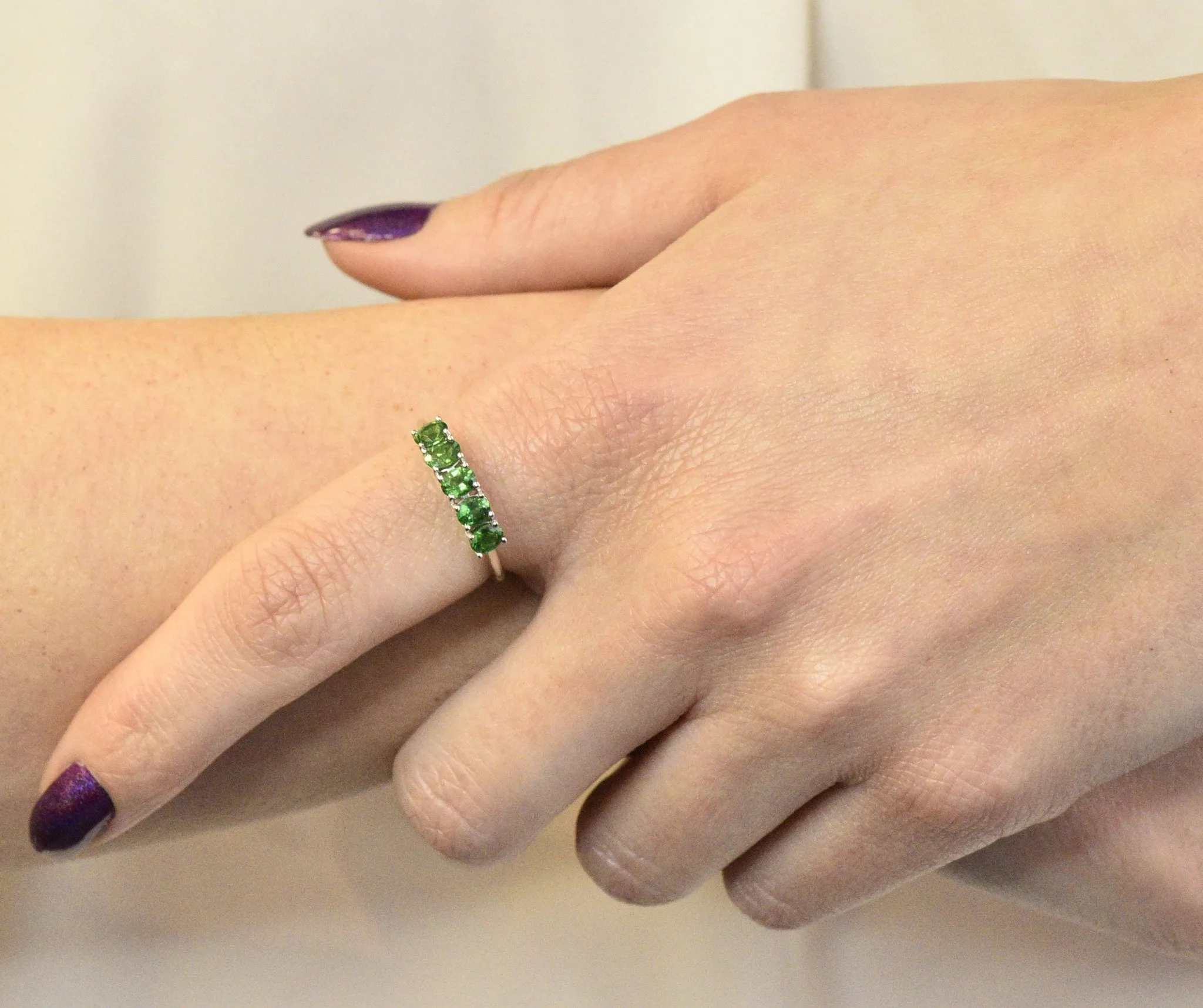 Contemporary 1.25 CTW Tsavorite Garnet 14 Karat White Gold Ring