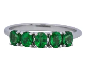 Contemporary 1.25 CTW Tsavorite Garnet 14 Karat White Gold Ring