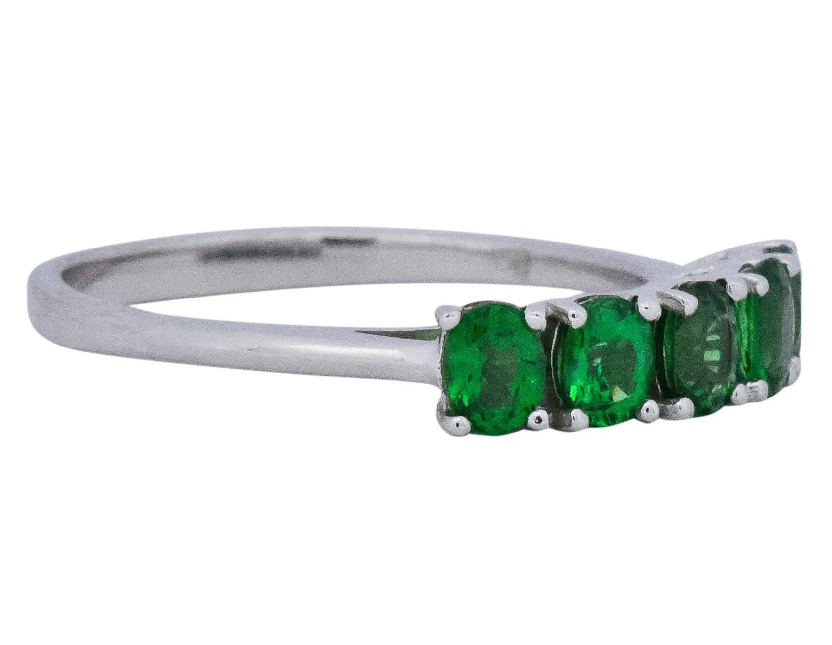 Contemporary 1.25 CTW Tsavorite Garnet 14 Karat White Gold Ring