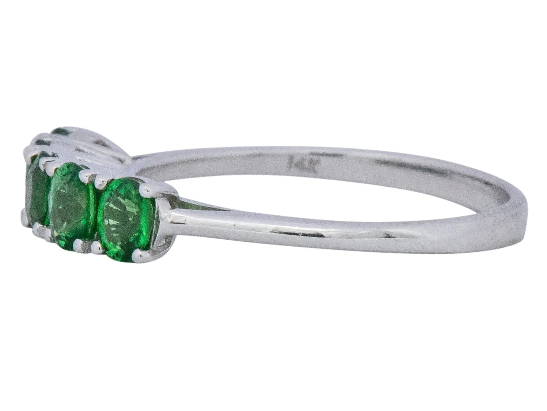 Contemporary 1.25 CTW Tsavorite Garnet 14 Karat White Gold Ring