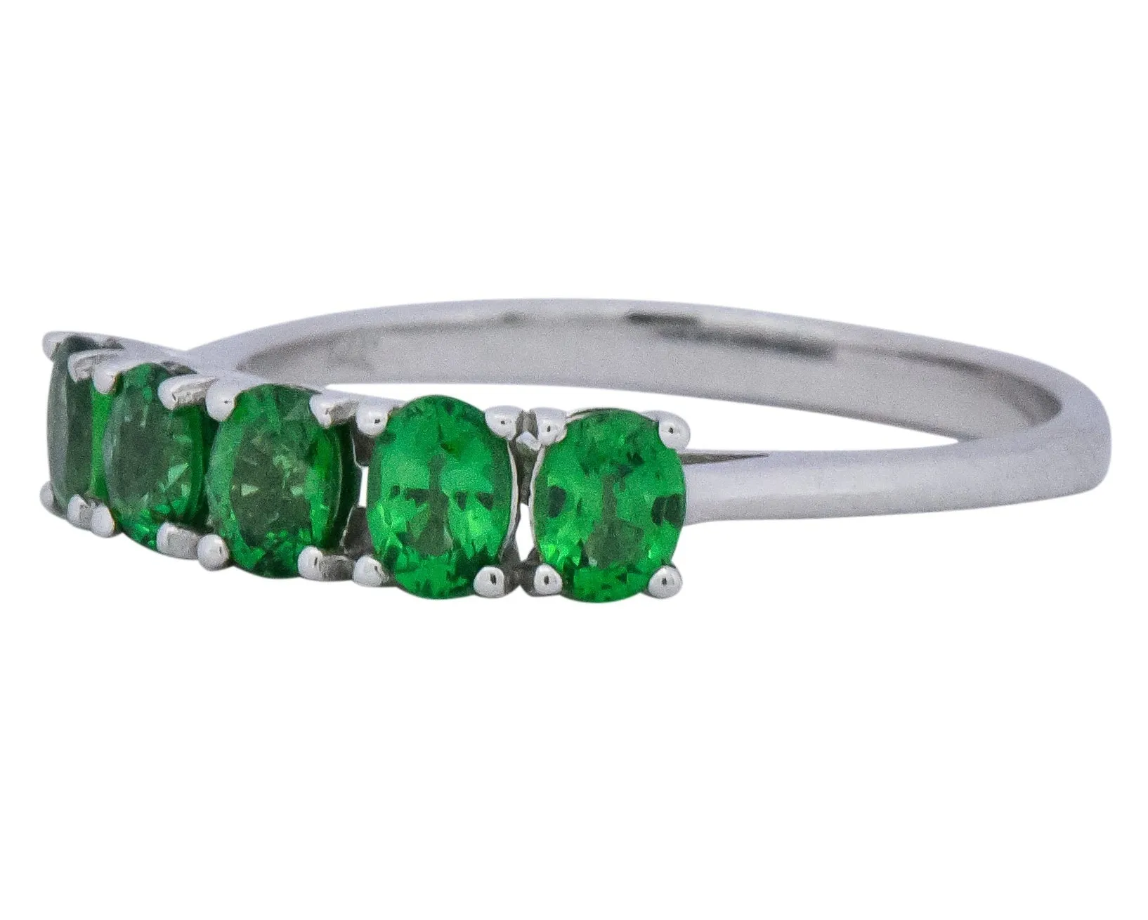 Contemporary 1.25 CTW Tsavorite Garnet 14 Karat White Gold Ring