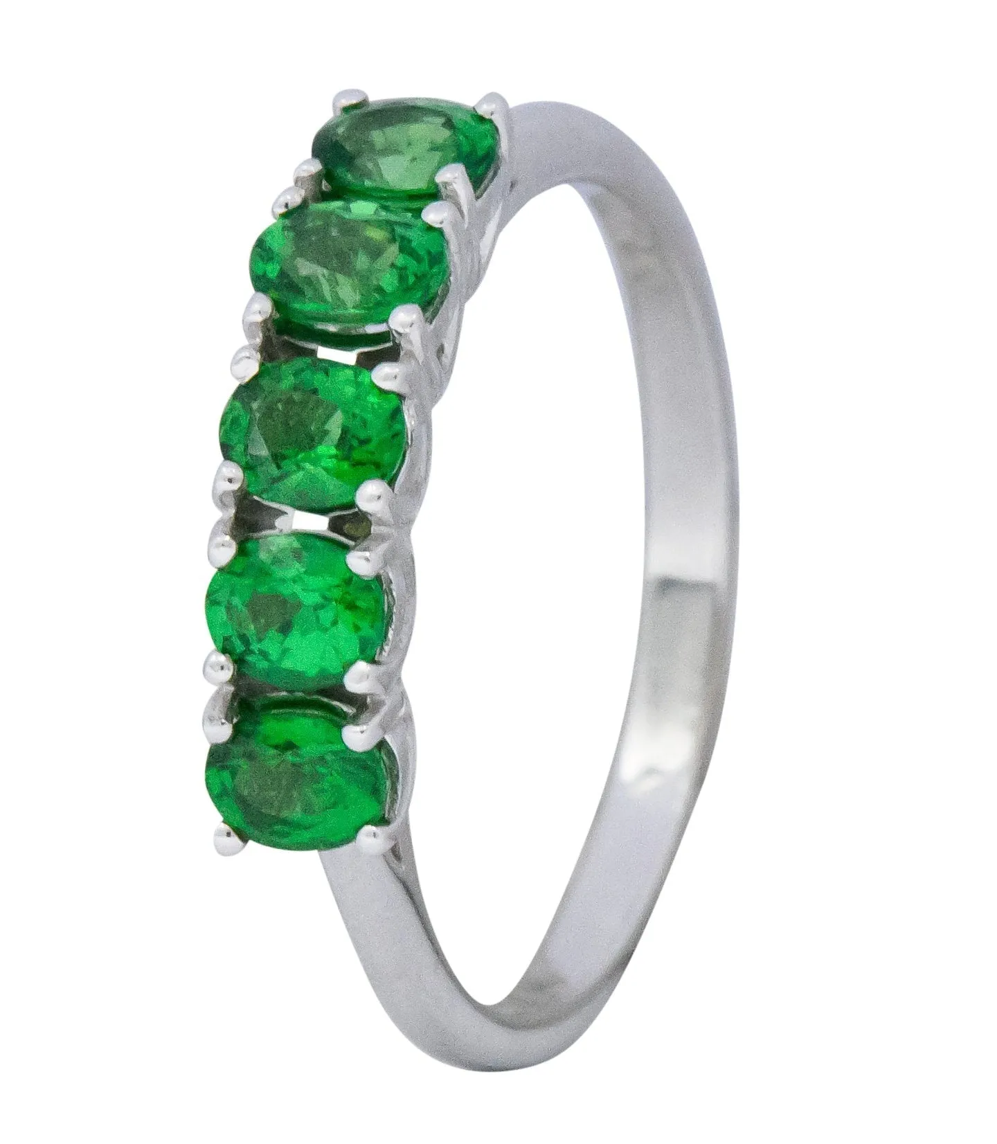 Contemporary 1.25 CTW Tsavorite Garnet 14 Karat White Gold Ring