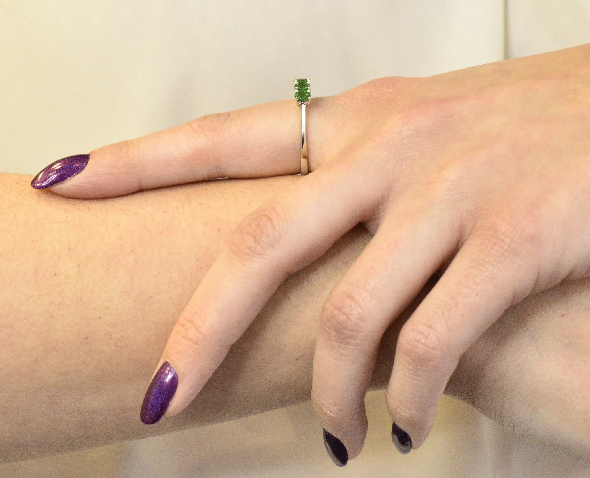 Contemporary 1.25 CTW Tsavorite Garnet 14 Karat White Gold Ring