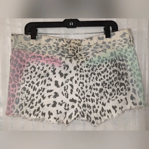 CURRENT/ELLIOTT Zebra Print Denim Shorts Pink Green Accents size 30 Spring 2024