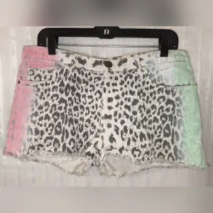 CURRENT/ELLIOTT Zebra Print Denim Shorts Pink Green Accents size 30 Spring 2024