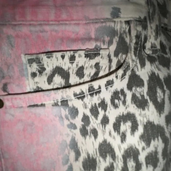 CURRENT/ELLIOTT Zebra Print Denim Shorts Pink Green Accents size 30 Spring 2024