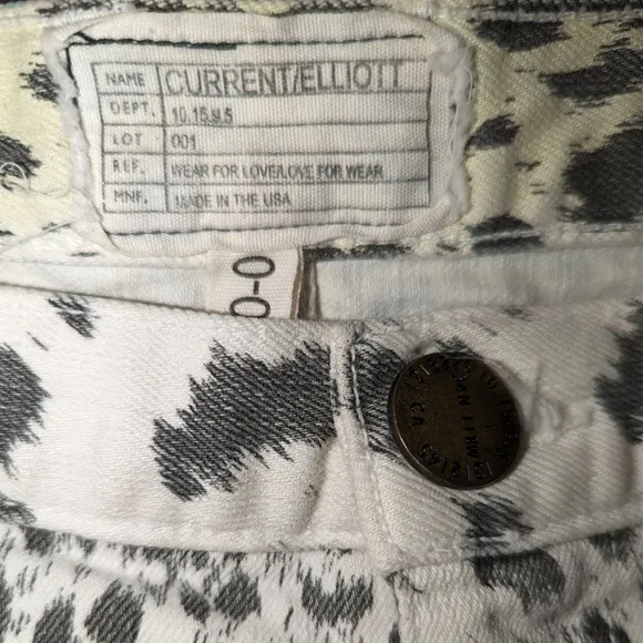 CURRENT/ELLIOTT Zebra Print Denim Shorts Pink Green Accents size 30 Spring 2024