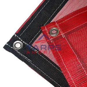 Custom Red 10 oz. Heavy Duty Vinyl Coated Mesh Tarp