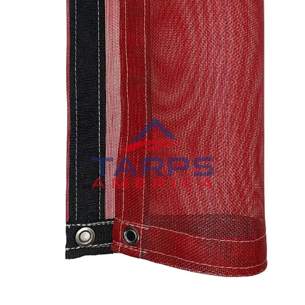 Custom Red 10 oz. Heavy Duty Vinyl Coated Mesh Tarp