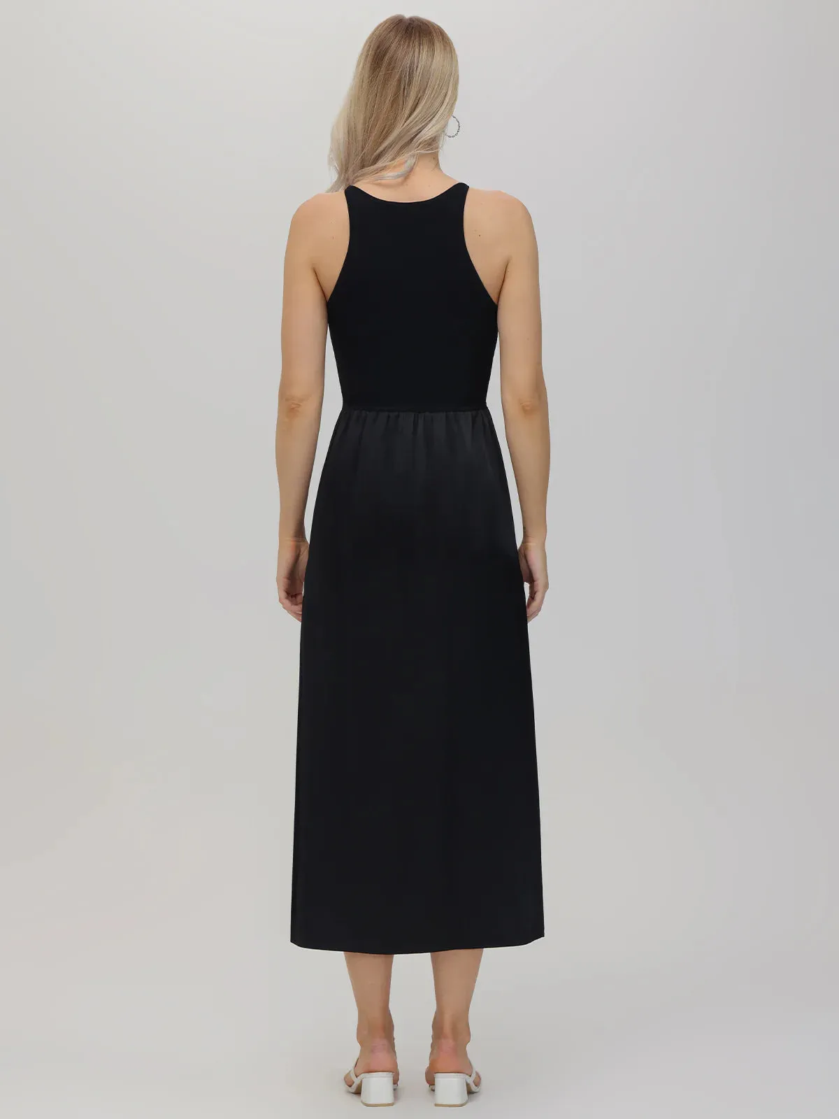 deanna mixed media sweater midi dress
