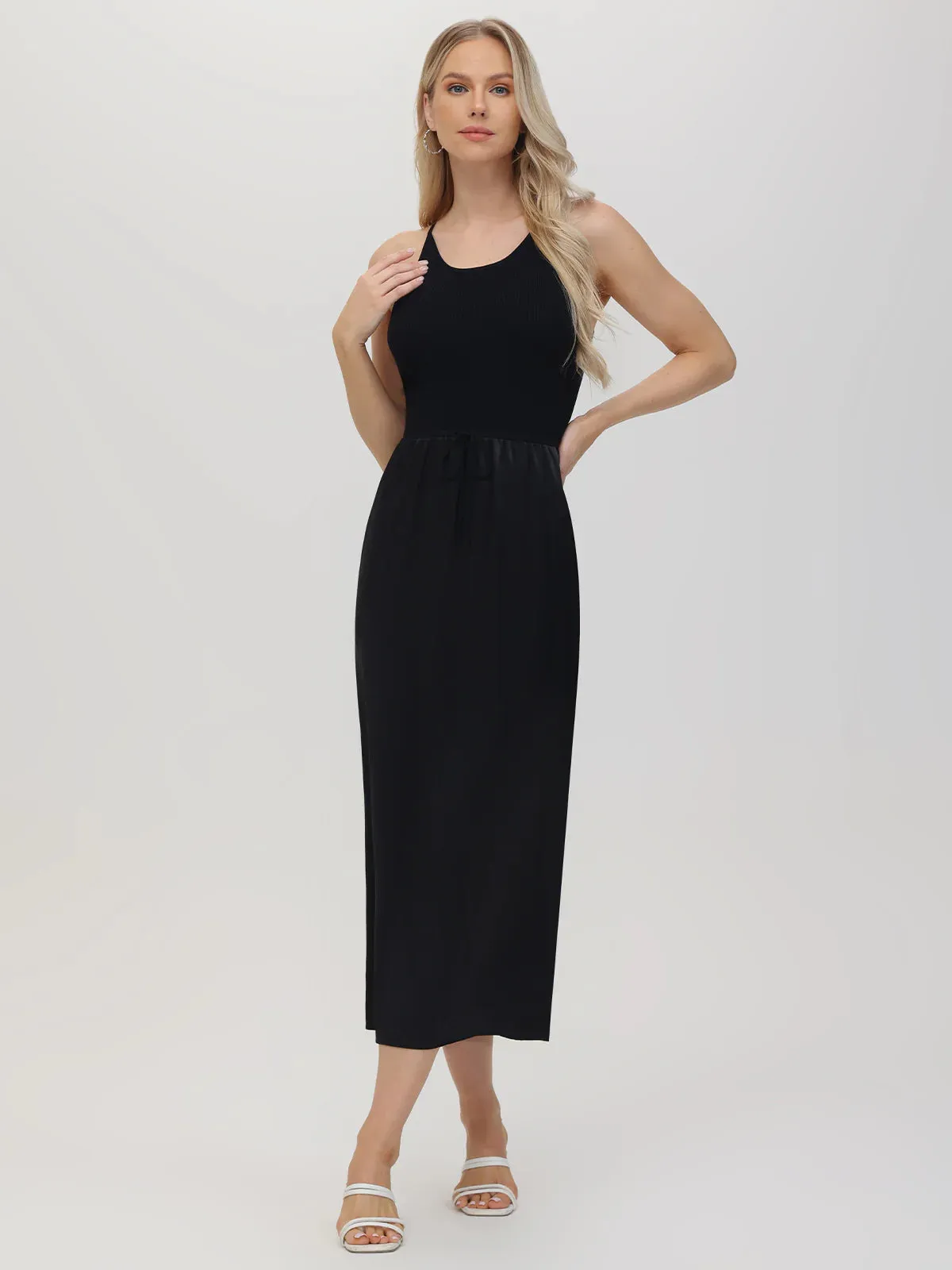 deanna mixed media sweater midi dress