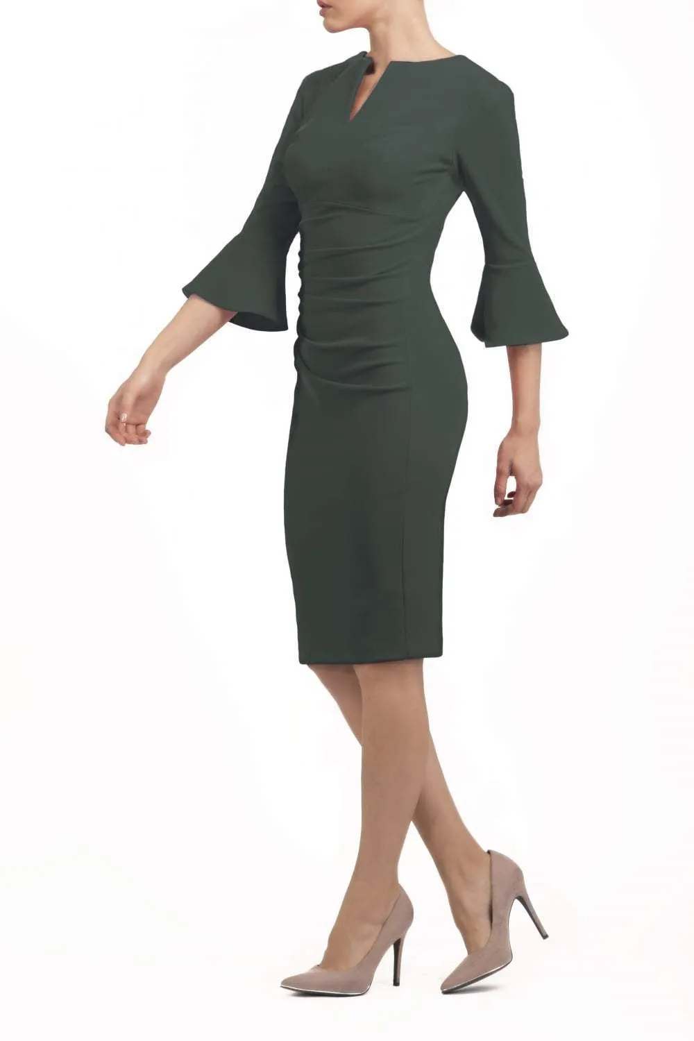 Durham Flute Sleeve Pencil Skirt Dress