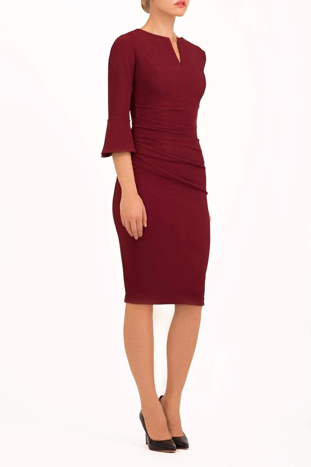 Durham Flute Sleeve Pencil Skirt Dress