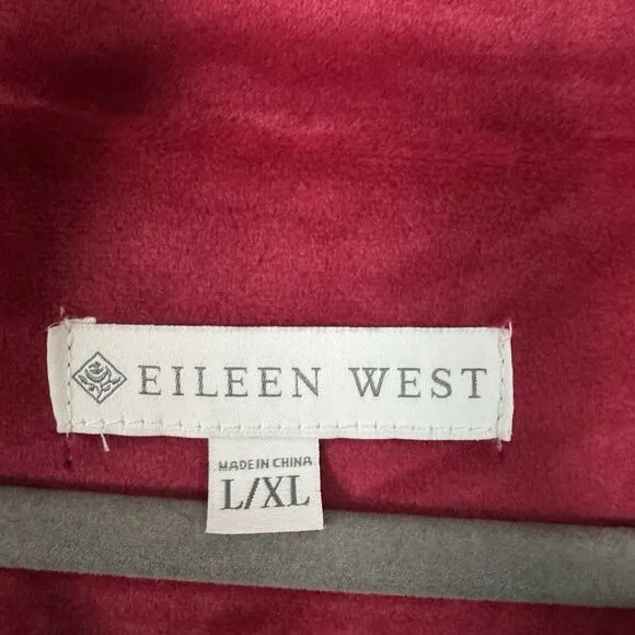 Eileen West Lux Velour Plush Zip Ballet Robe Kaftan Womens L/XL Wine Red Cozy