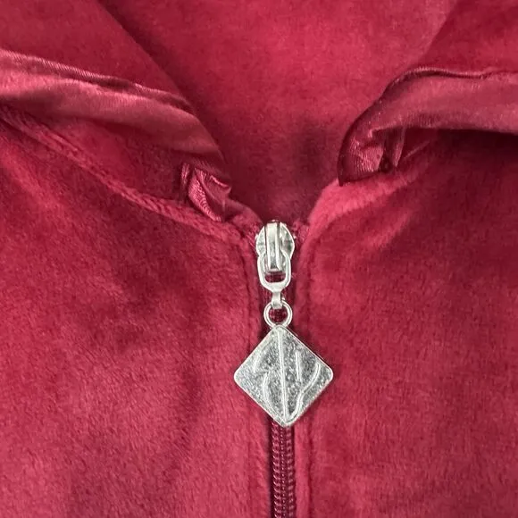 Eileen West Lux Velour Plush Zip Ballet Robe Kaftan Womens L/XL Wine Red Cozy