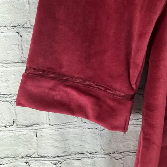 Eileen West Lux Velour Plush Zip Ballet Robe Kaftan Womens L/XL Wine Red Cozy