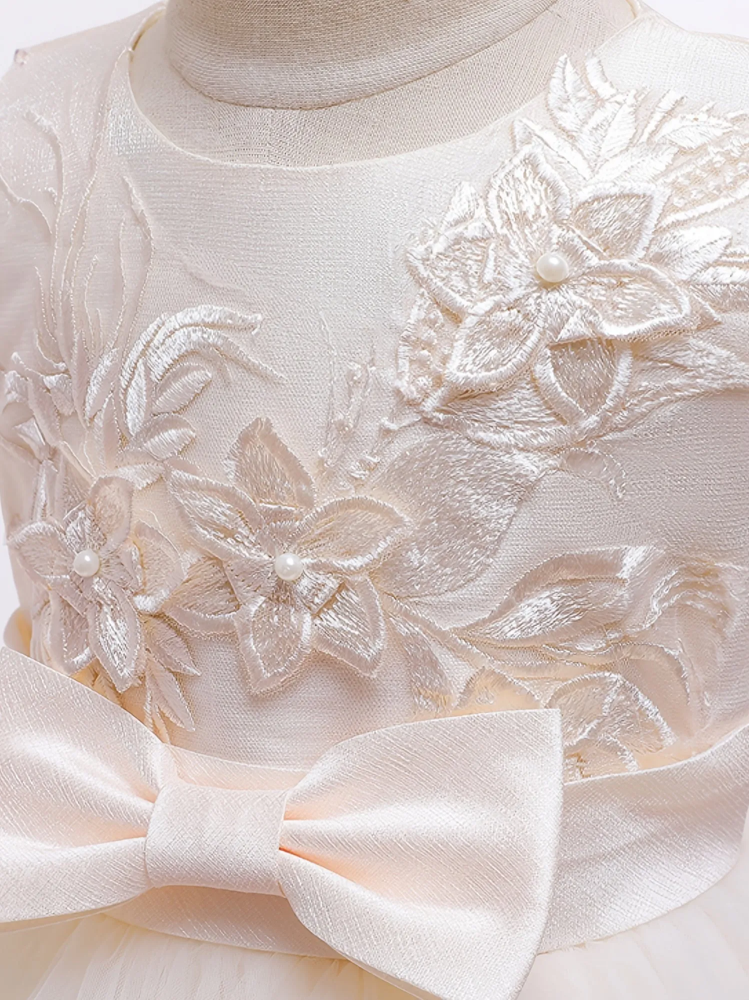 Elegant Princess Dress with Embroidery and Sleeveless Mesh Tutu