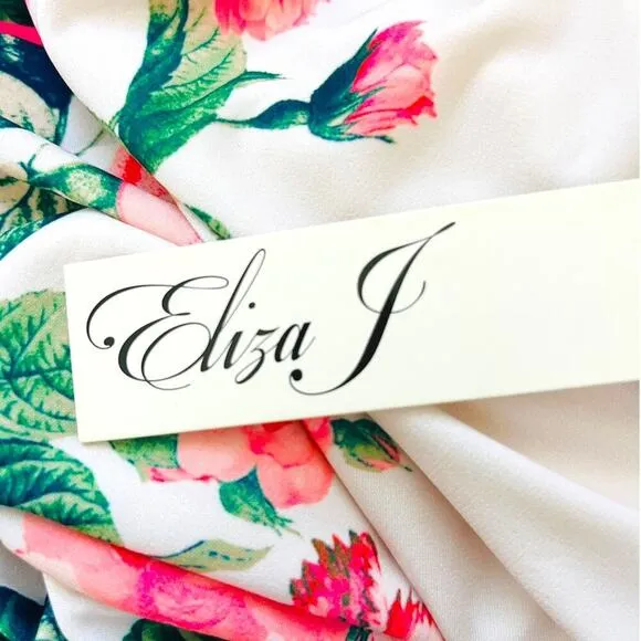 Eliza J NWT Border Rose Print Sheath Dress Ballet Neck Elbow-Sleeve Women's Sz 6