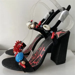 Exotic Style Shell Decor Ankle Strap Sandals