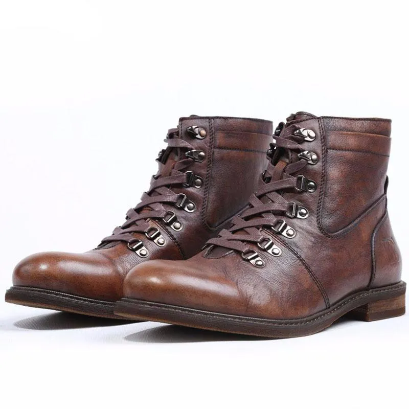 Fashion New Vintage Charm Mens Boots Genuine Leather Handmade  Boot
