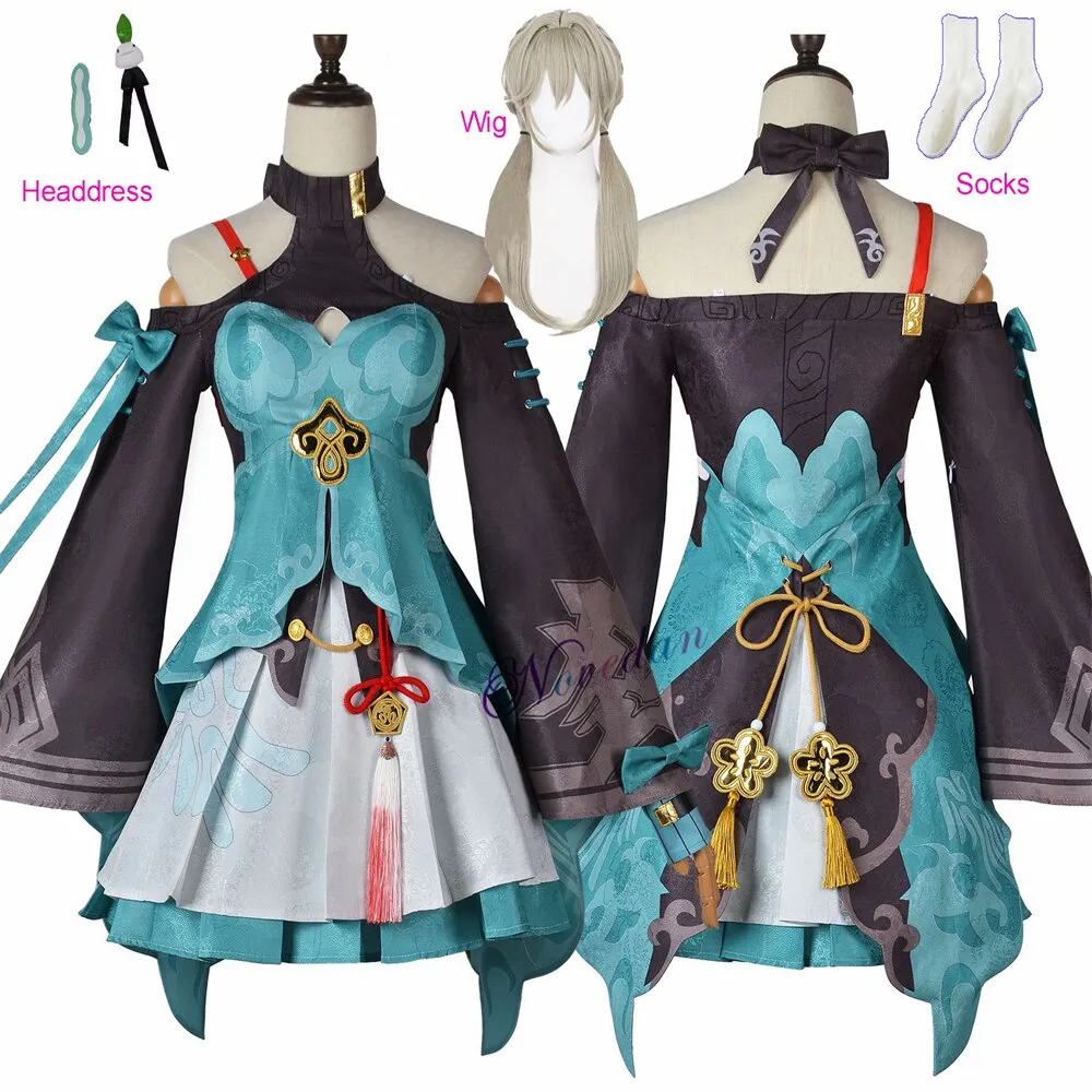 Game Honkai Star Rail Qingque Dress Boots Wig Star Rail Cosplay Female Sexy Uniform Outfit Women Halloween Party Cosplay Costume