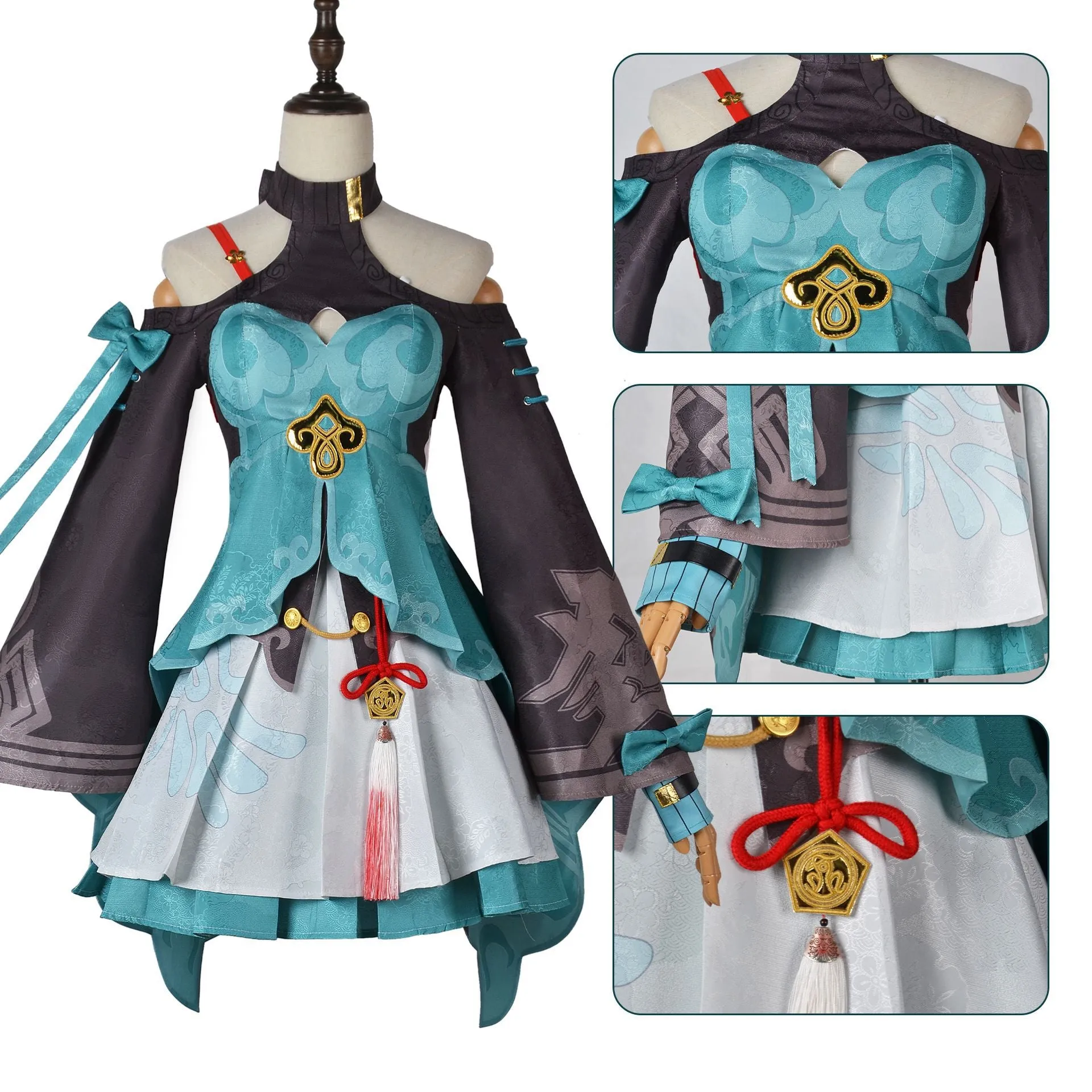 Game Honkai Star Rail Qingque Dress Boots Wig Star Rail Cosplay Female Sexy Uniform Outfit Women Halloween Party Cosplay Costume