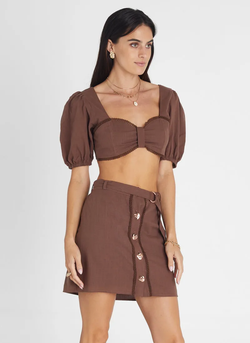Garnet Button Up Mini Skirt