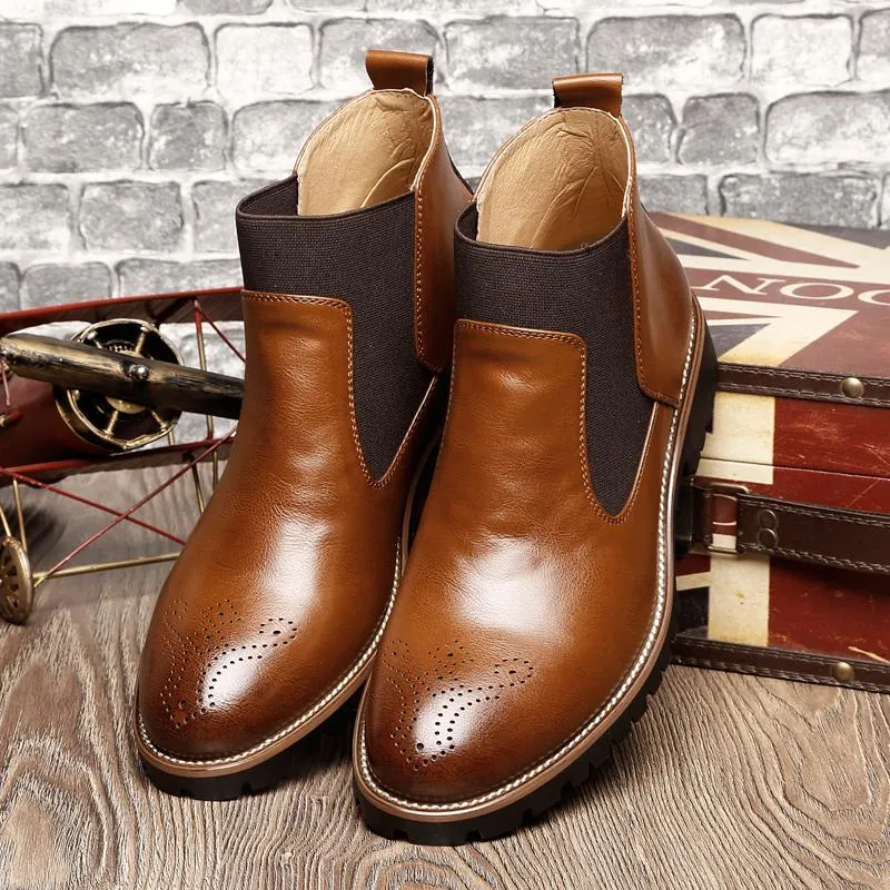 Genuine Leather Fashion Mens Brogue Boots