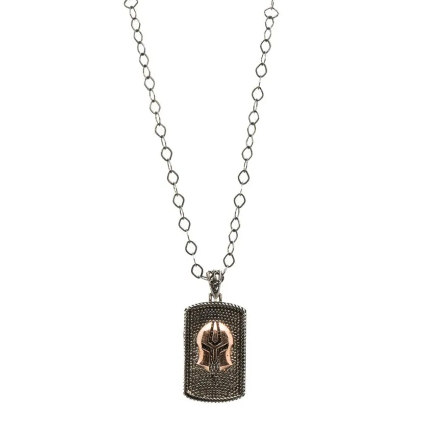 Gladiator Helmet Silver Men Necklace