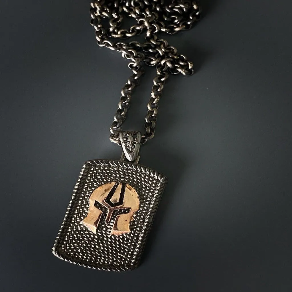Gladiator Helmet Silver Men Necklace