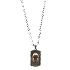 Gladiator Helmet Silver Men Necklace