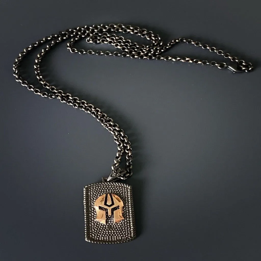 Gladiator Helmet Silver Men Necklace